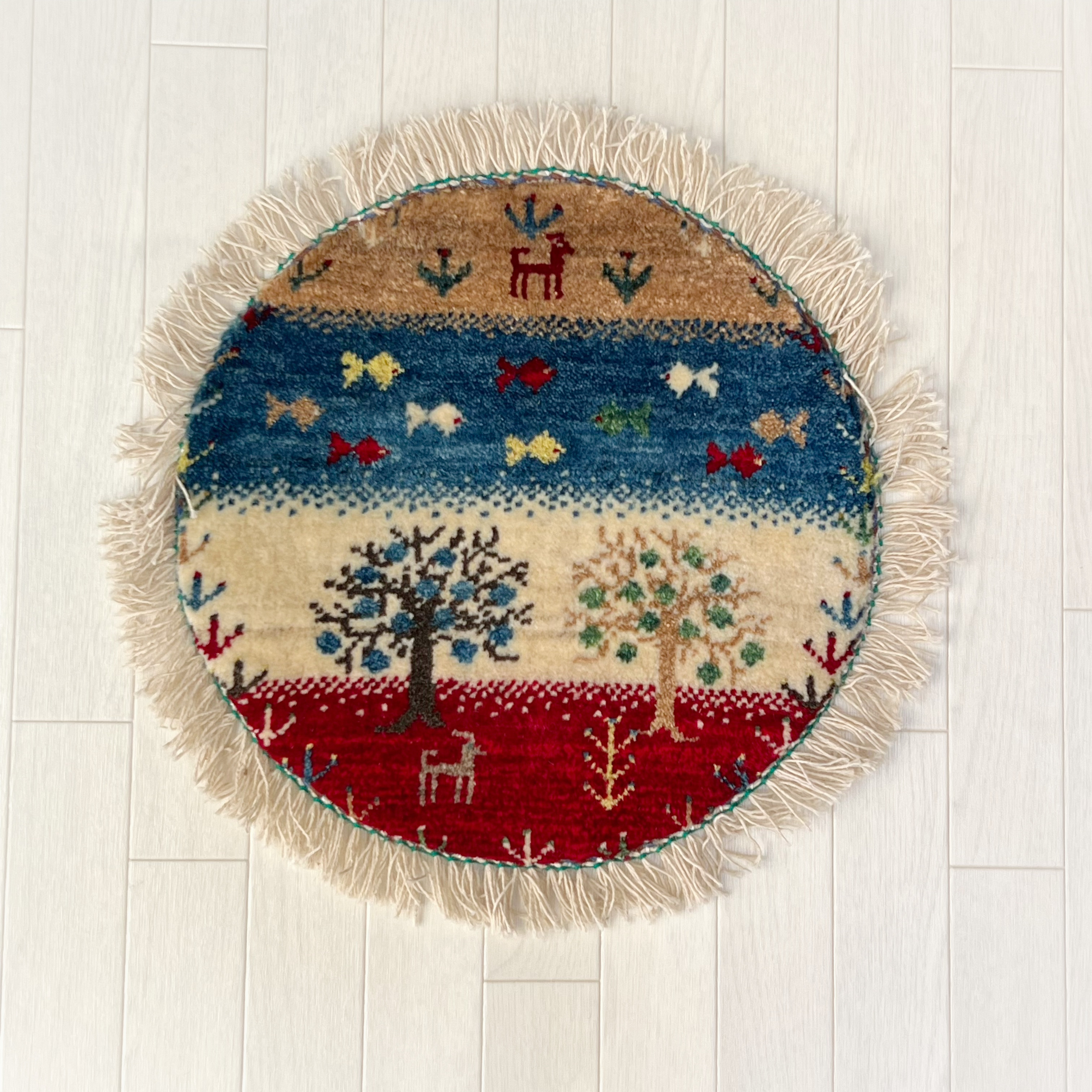 ギャッベ　ペルシャ　イラン製　丸型　円形　ラウンド　Φ40ｃｍ　【GBΦ40-002】