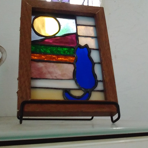 ステンドグラスパネル 猫と月 その他インテリア雑貨 グリーンハウス