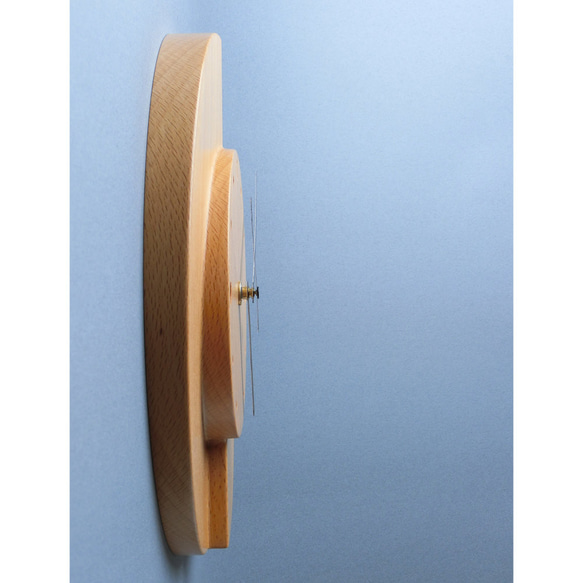 掛け時計（木製・無垢）Wood Wall Clock C-1　ビーチ 4枚目の画像