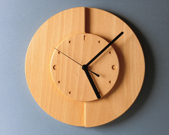 掛け時計（木製・無垢）Wood Wall Clock C-1　ビーチ 1枚目の画像