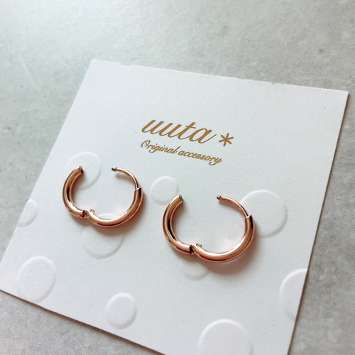 ピンクゴールド ワンタッチフープピアス11mm/金属アレルギー対応