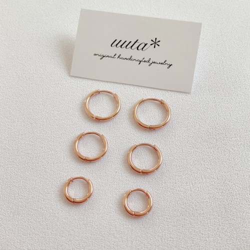 ピンクゴールド ワンタッチフープピアス11mm/金属アレルギー対応