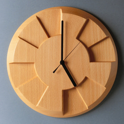 掛け時計（木製・無垢）Wood Wall Clock C-2　ビーチ 1枚目の画像