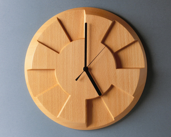 掛け時計（木製・無垢）Wood Wall Clock C-2　ビーチ 1枚目の画像