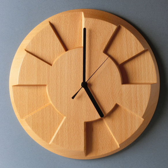 掛け時計（木製・無垢）Wood Wall Clock C-2　ビーチ 2枚目の画像