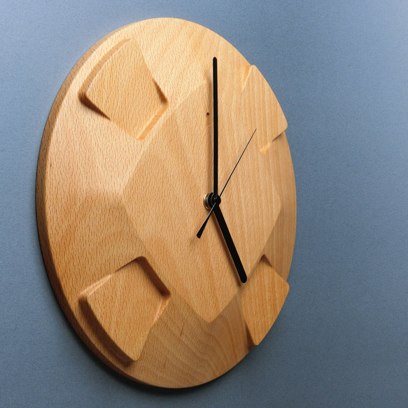 掛け時計（木製・無垢）Wood Wall Clock CS-1　ビーチ 3枚目の画像