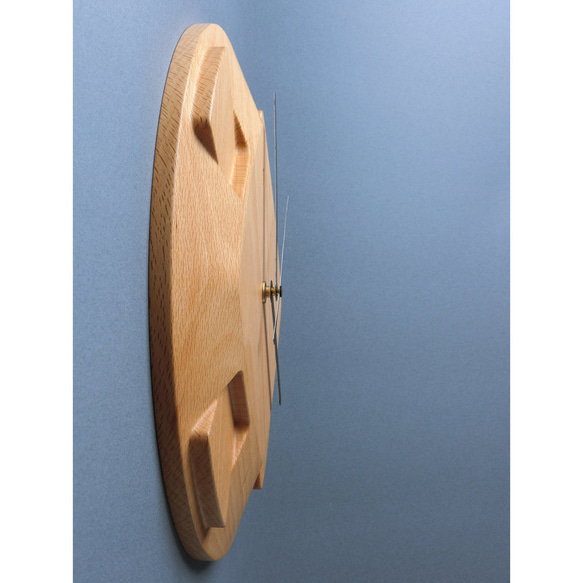 掛け時計（木製・無垢）Wood Wall Clock CS-1　ビーチ 4枚目の画像