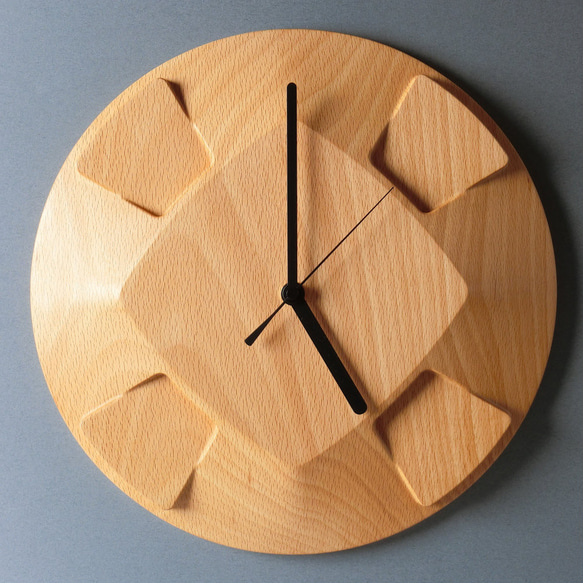 掛け時計（木製・無垢）Wood Wall Clock CS-1　ビーチ 2枚目の画像