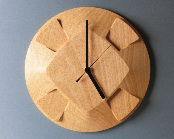 掛け時計（木製・無垢）Wood Wall Clock CS-1　ビーチ 1枚目の画像
