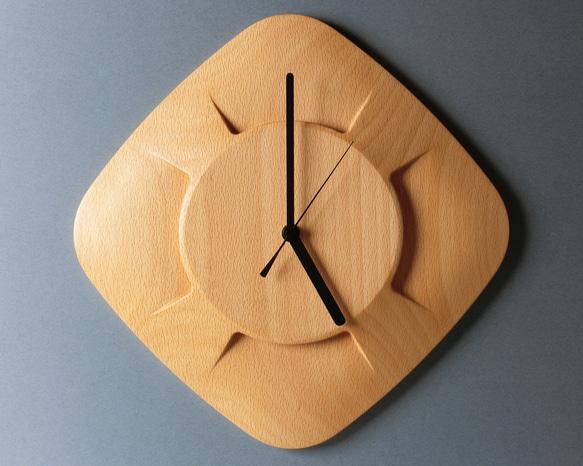 掛け時計（木製・無垢）Wood Wall Clock DC-1　ビーチ 1枚目の画像