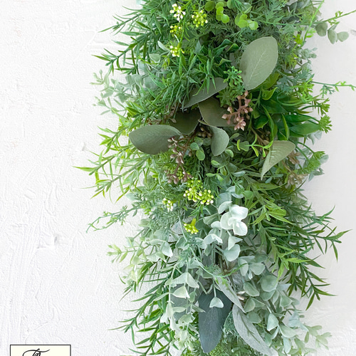 グリーン　スワッグ　ナチュラル　アーティフィシャル　アレンジ　壁掛け グリーンスワッグ 年中飾れる 枯れない アーティフィシャル