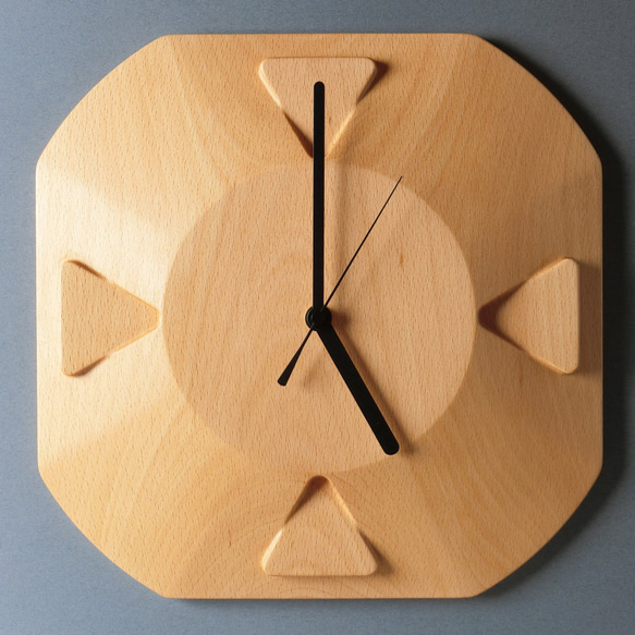 掛け時計（木製・無垢）Wood Wall Clock OC-1　ビーチ 2枚目の画像