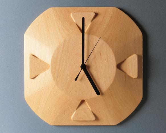 掛け時計（木製・無垢）Wood Wall Clock OC-1　ビーチ 1枚目の画像
