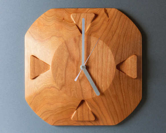 掛け時計（木製・無垢）Wood Wall Clock OC-1　ブラックチェリー 1枚目の画像