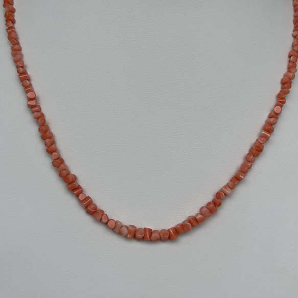 小粒なピンク珊瑚のネックレス　ナチュラル　優しい　アジャスター付き　R50625H2 11枚目の画像
