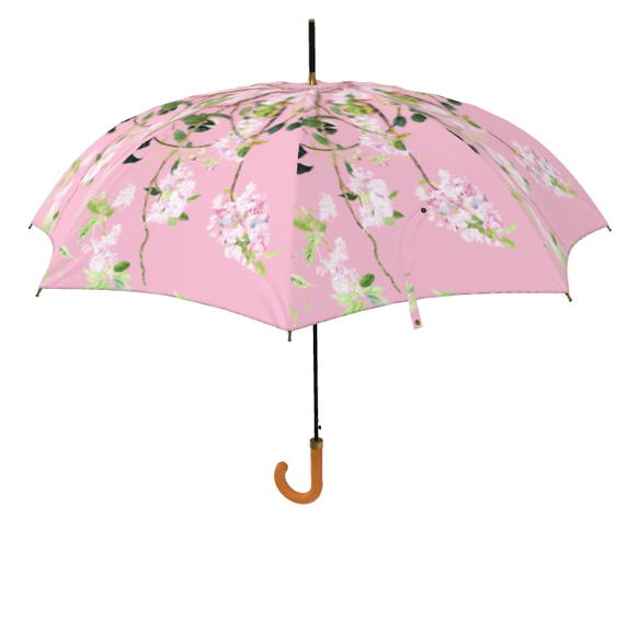 八重桜とメジロの雨傘　アンティークピンク　梅雨対策2023 13枚目の画像