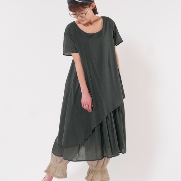 ガーゼ コットン チュニック ワンピース ゆったり ゆったり×ふんわり