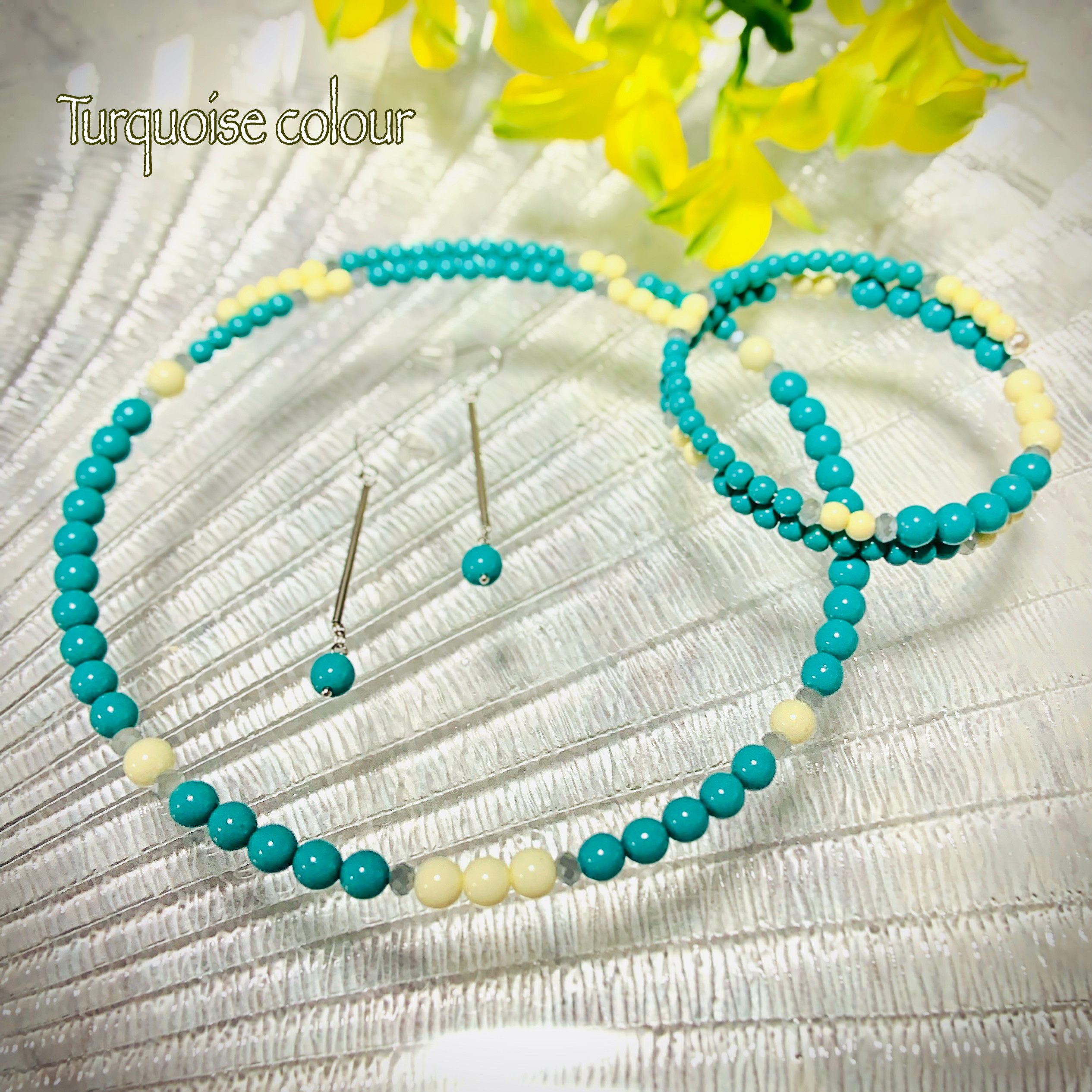 【受注制作】《夏の福袋》パリジェンヌ風フレンチカラーのくるりんぱチョーカー&ブレス&イヤリング(ピアス)の3点セット