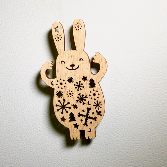 Etno Design かわいい動物の木製オーナメント：Smile Bunny（スマイルバニー） 5枚目の画像