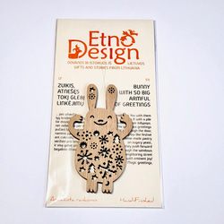 Etno Design かわいい動物の木製オーナメント：Smile Bunny（スマイルバニー） 1枚目の画像