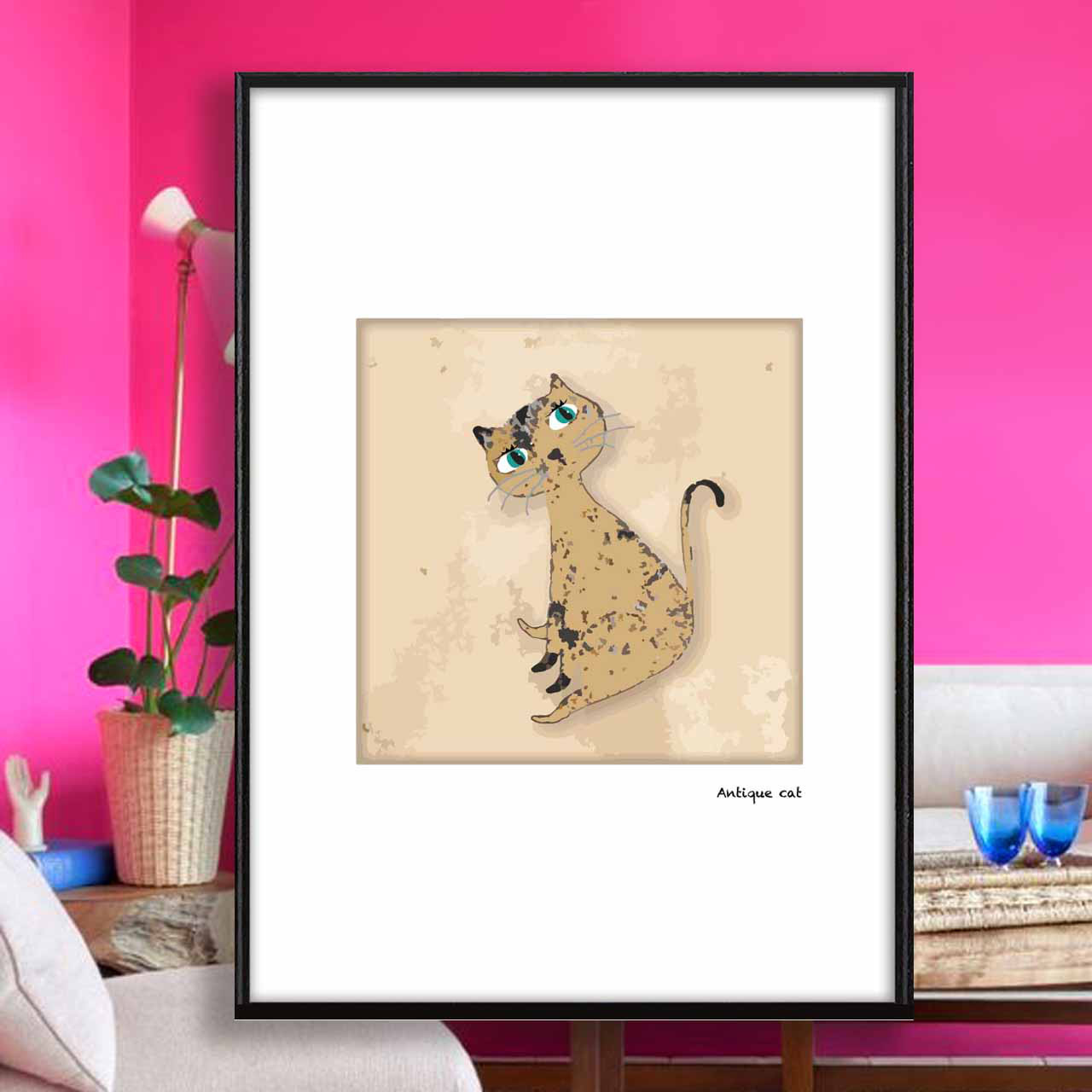 Antique Cat　ネコ　送料無料　イラスト　ポスター　全作オリジナル　1297
