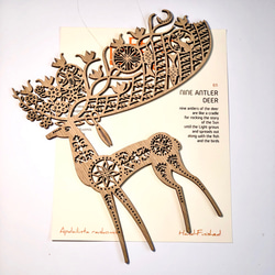 Etno Design かわいい動物の木製オーナメント：Deer（シカ） 1枚目の画像