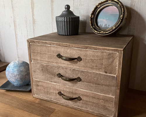 シャビーな古道具風レトロ把手の小引き出し【エボニー】 チェスト