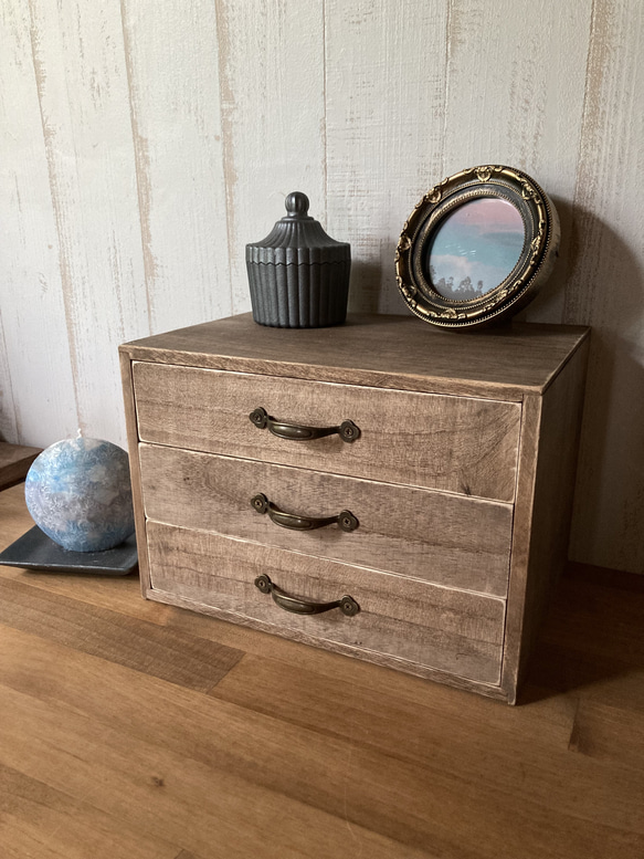 シャビーな古道具風レトロ把手の小引き出し【エボニー】 チェスト