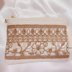 10cmファスナーポーチ　インド刺繍リボン 2枚目の画像