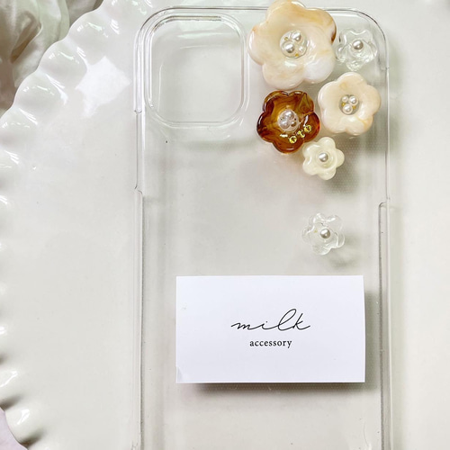iPhoneケース クリアケース レジン お花 お名前入り iPhoneケース 