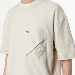 TMCAZ 3D Dual-Pocket Tee [White Onyx] 立体シルエット 2層ポケット ルーズ半袖Tシャツ 綿 2枚目の画像