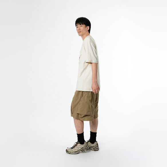 TMCAZ 3D Dual-Pocket Tee [White Onyx] 立体シルエット 2層ポケット ルーズ半袖Tシャツ 綿 7枚目の画像