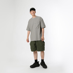 TMCAZ 3D Dual-Pocket Tee 【ストーングレー】 立体シルエット ダブルポケット ルーズ半袖Tシャツ 綿10 5枚目の画像