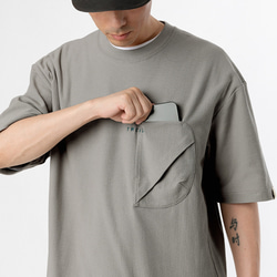 TMCAZ 3D Dual-Pocket Tee 【ストーングレー】 立体シルエット ダブルポケット ルーズ半袖Tシャツ 綿10 3枚目の画像