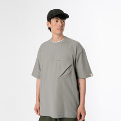 TMCAZ 3D Dual-Pocket Tee 【ストーングレー】 立体シルエット ダブルポケット ルーズ半袖Tシャツ 綿10 1枚目の画像