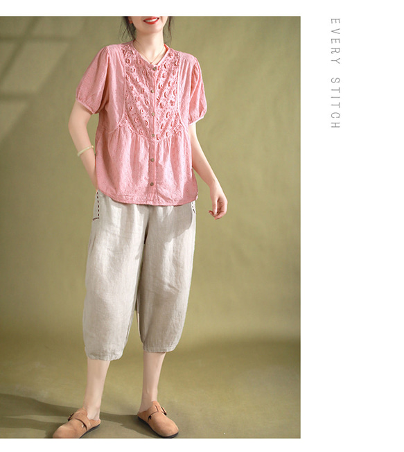 ハーフパンツ 夏パンツ サマー 清涼 ストレッチ 麻 リネン 7分丈 伸びる 薄手 快適 カジュアル ゆったり 涼しい 10枚目の画像