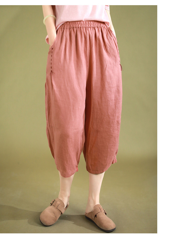 ハーフパンツ 夏パンツ サマー 清涼 ストレッチ 麻 リネン 7分丈 伸びる 薄手 快適 カジュアル ゆったり 涼しい 13枚目の画像