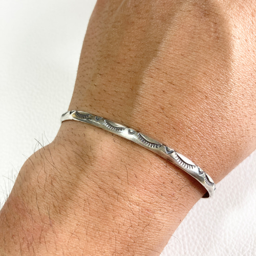 silver950 スタンプワーク シルバーバングル ブレスレット