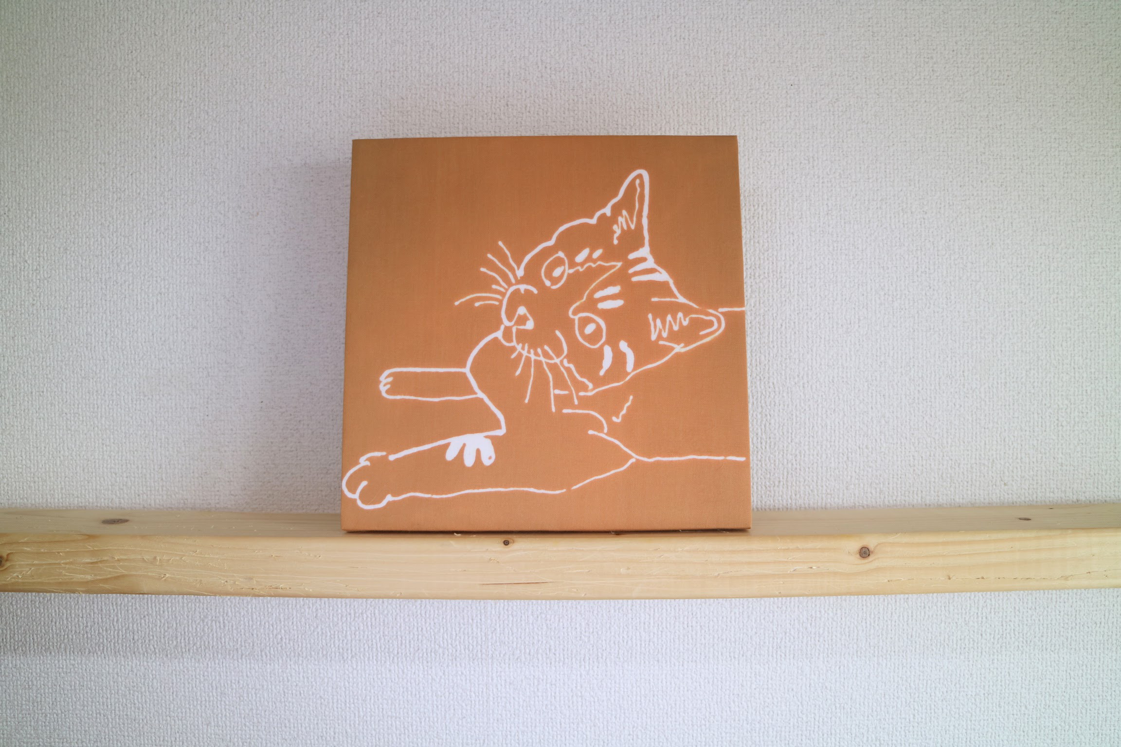 こっちみてみて！手染め/猫/ファブリックパネル