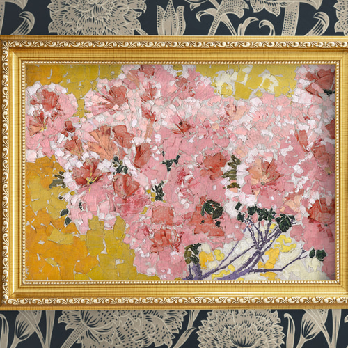 NO.463】ピンク色の花絵画アートポスター☆母の日玄関抽象画