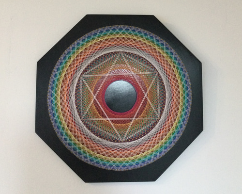 糸掛曼荼羅　テーマ『チャクラ』 ☆チャクラ糸かけ曼荼羅15×15㎝[受注制作]中央くり抜きタイプ☆ その他