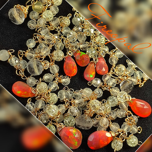 14Kgf 高品質 全遊色ファイヤーオパール ホワイトトパーズ  