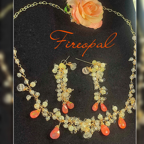 14Kgf 高品質 全遊色ファイヤーオパール ホワイトトパーズ  