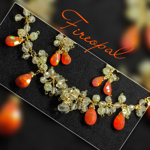 14Kgf 高品質 全遊色ファイヤーオパール ホワイトトパーズ  