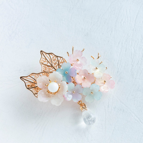 紫陽花のヘアクリップ アジサイ あじさい ヘアアクセサリー 髪飾り