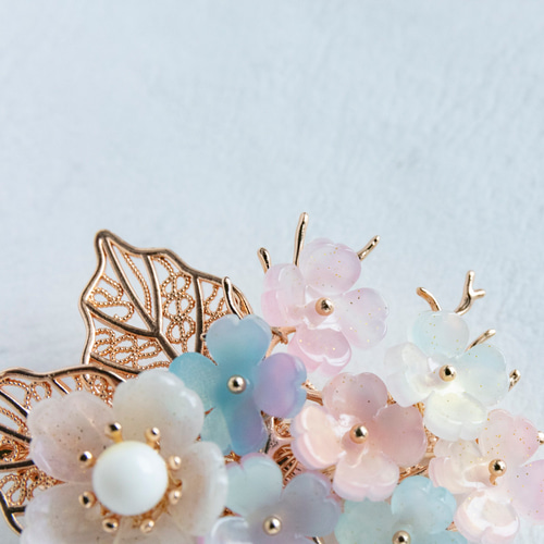 紫陽花のヘアクリップ アジサイ あじさい ヘアアクセサリー 髪飾り