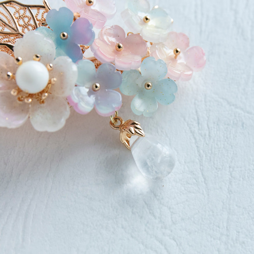 紫陽花のヘアクリップ アジサイ あじさい ヘアアクセサリー 髪
