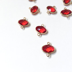 【4個】コネクターチャーム＊ガラス＊レッド 3枚目の画像