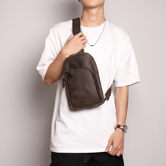 本革 チェストバッグ レザー ショルダーバッグ メンズ オートバイバッグ 牛革ボディバッグ彼氏友達父の日誕生日プレゼント 本革 メンズ ショルダーバッグ バッグ 旅行バッグ