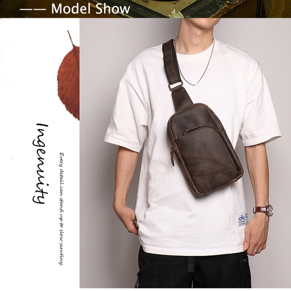 本革 チェストバッグ レザー ショルダーバッグ メンズ オートバイバッグ 牛革ボディバッグ彼氏友達父の日誕生日プレゼント 本革 メンズ ショルダーバッグ バッグ 旅行バッグ